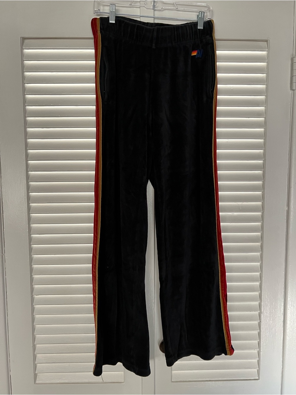 Aviator nation, black velour, wide leg pants space size XL